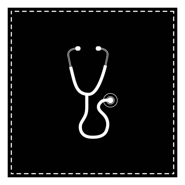 Stetoskop znak ilustracja. Patch czarny na białym tle. — Wektor stockowy
