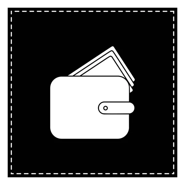 Ilustración de signos de billetera. Parche negro sobre fondo blanco. Isola — Archivo Imágenes Vectoriales