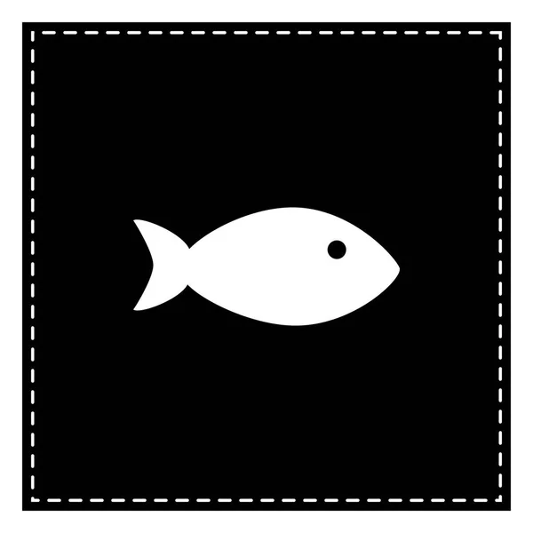 Fish sign illustration. Black patch on white background. Isolate — Stock Vector
