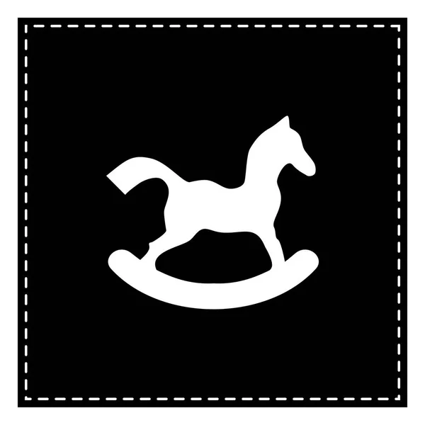 Señal de juguete de caballo. Parche negro sobre fondo blanco. Aislado . — Vector de stock