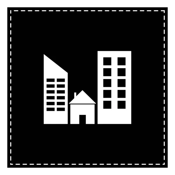 Real estate sign. Black patch on white background. Isolated. — Stock Vector
