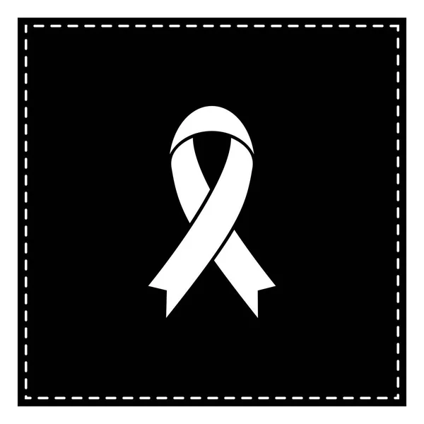 Black awareness ribbon sign. Black patch on white background. Is — Stock Vector