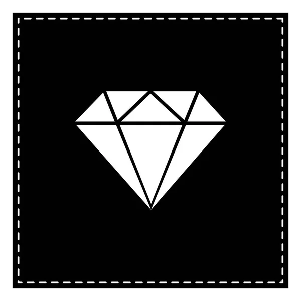 Diamond sign illustration. Black patch on white background. Isol — Stock Vector