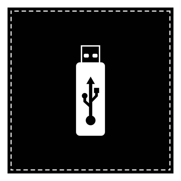 Vector USB señal de unidad flash. Parche negro sobre fondo blanco. Es — Vector de stock