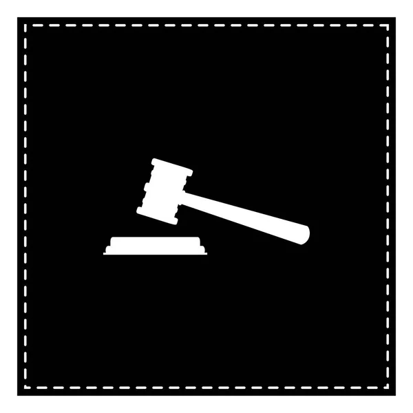 Δικαιοσύνης σφυρί σημάδι. Μαύρο μπάλωμα στο λευκό φόντο. Απομονωμένη. — Διανυσματικό Αρχείο