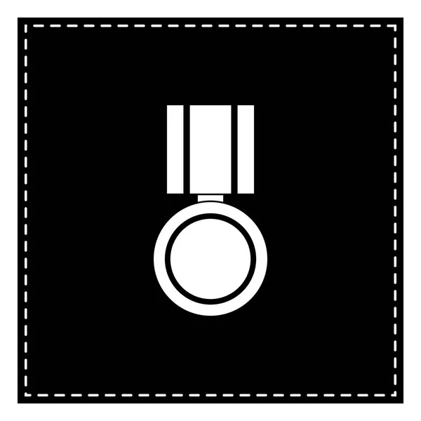 Signo de medalla ilustración. Parche negro sobre fondo blanco. Aislamiento — Archivo Imágenes Vectoriales