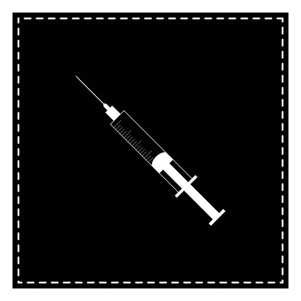 Injekční stříkačka znamení ilustrace. Černá skvrna na bílém pozadí. ISOL — Stockový vektor