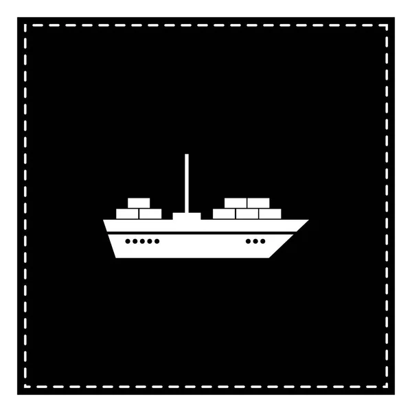 Illustrazione del segno della nave. Toppa nera su sfondo bianco. Isolato — Vettoriale Stock
