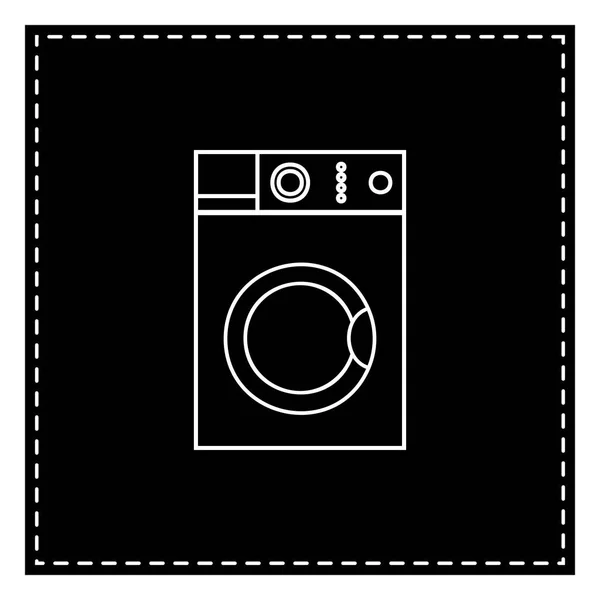 洗濯機の標識です。白の背景に黒のパッチ。分離されました。. — ストックベクタ