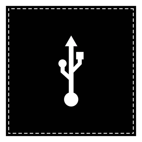 Ilustración de signos USB. Parche negro sobre fondo blanco. Aislado — Archivo Imágenes Vectoriales