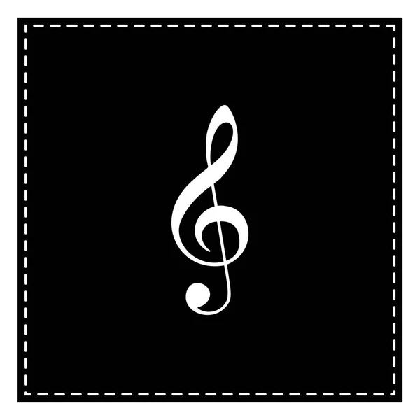 Signo de violino de música. G-clef. Fenda tripla. Patch preto no whit —  Vetores de Stock