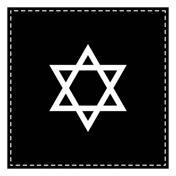 Bouclier Magen David Star. Symbole d'Israël. Patch noir sur blanc — Image vectorielle