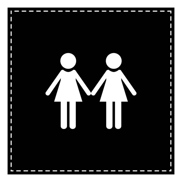 Знак семьи лесбиянок. Черный пластырь на белом фоне. Isolated . — стоковый вектор
