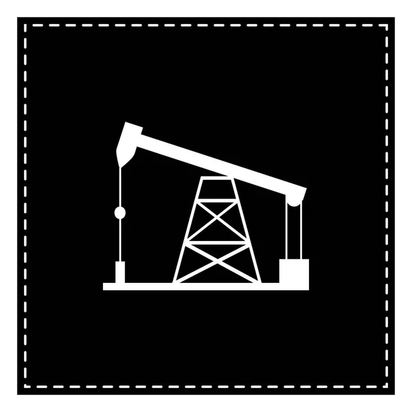 Oil drilling rig sign. Black patch on white background. Isolated — Stock Vector