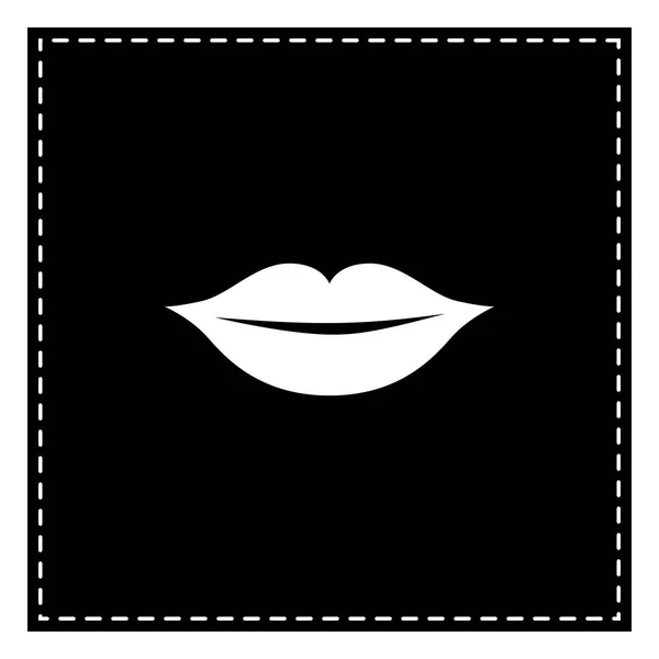 Lippen ondertekenen illustratie. Zwarte flard op witte achtergrond. Isoleren — Stockvector