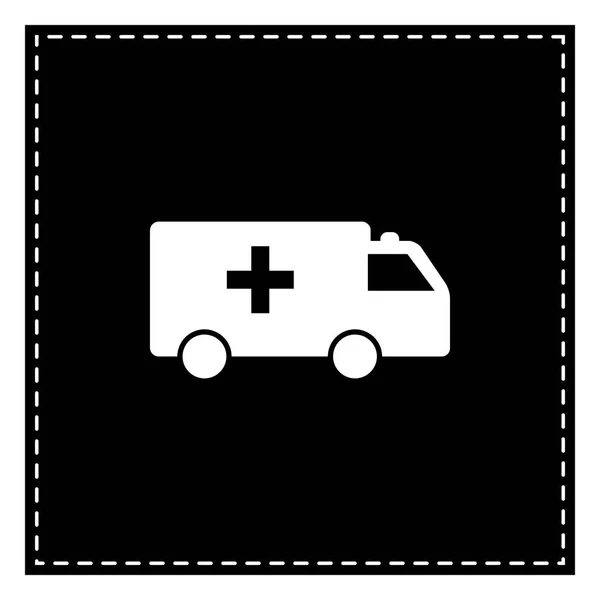 Ilustrasi tanda Ambulans. Hitam patch pada latar belakang putih. Adalah - Stok Vektor