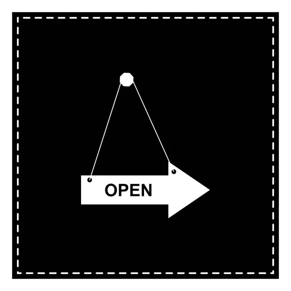 オープン サインの図。白の背景に黒のパッチ。分離 — ストックベクタ