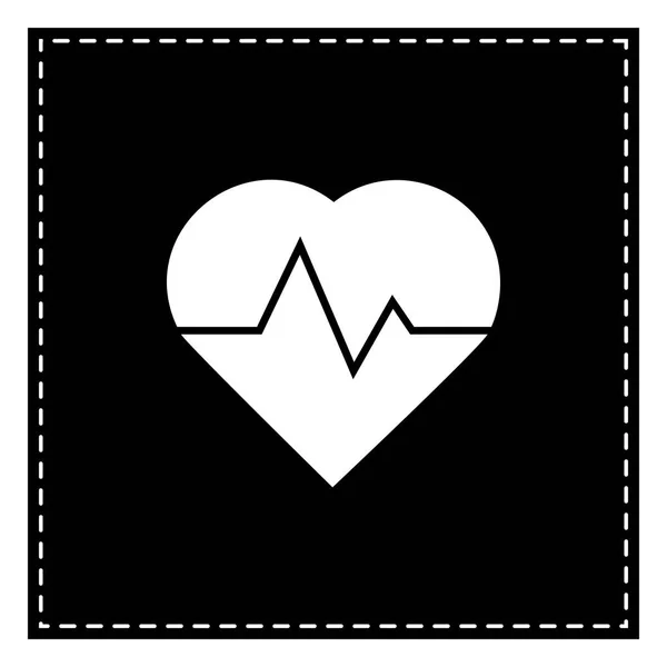 Heartbeat sign illustration. Black patch on white background. Is — Stock Vector