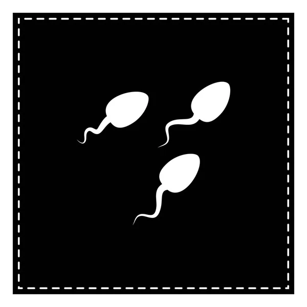 Spermatozoi segno illustrazione. Toppa nera su sfondo bianco. Isola — Vettoriale Stock