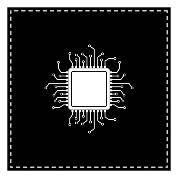 Ilustración del microprocesador de CPU. Parche negro sobre fondo blanco — Archivo Imágenes Vectoriales