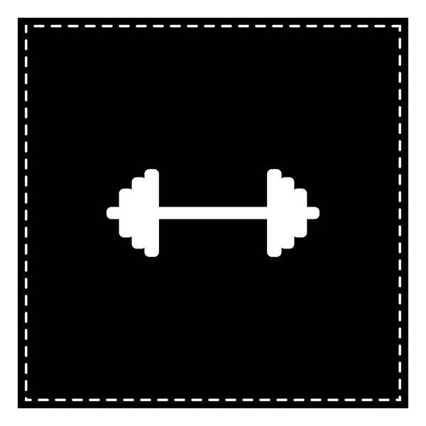 Dumbbell weights sign. Black patch on white background. Isolated — Stock Vector