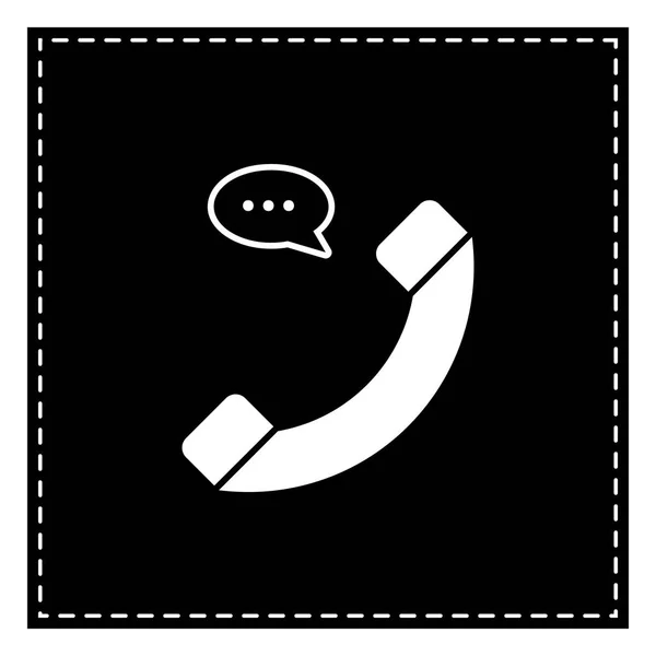 Phone with speech bubble sign. Black patch on white background. — Stock Vector