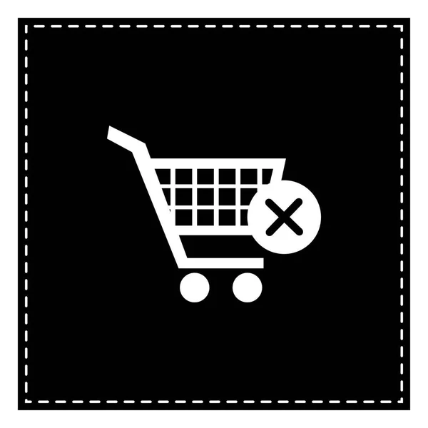 Shopping Cart with delete sign. Black patch on white background. — Stock Vector
