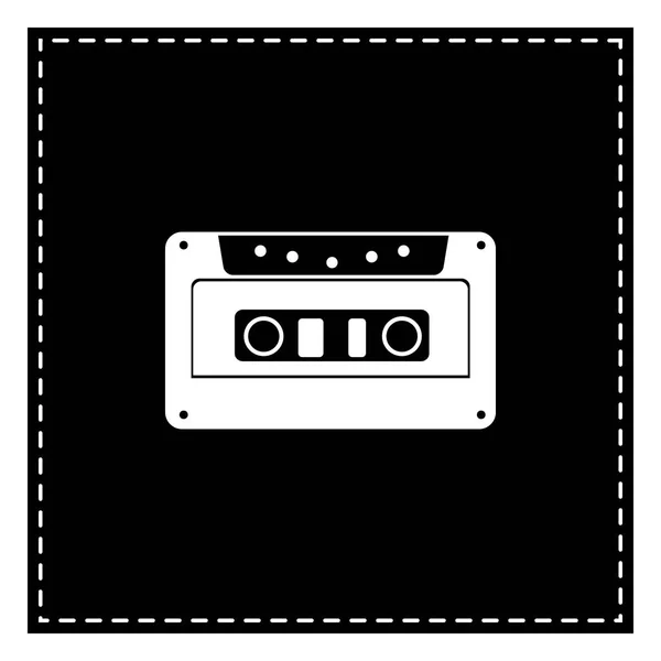 Cassettepictogram, geluidsband teken. Zwarte patch op witte achtergrond. — Stockvector