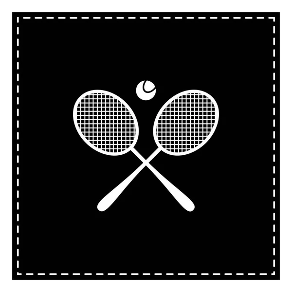 Знак теннисной ракетки. Черный пластырь на белом фоне. Isolated . — стоковый вектор