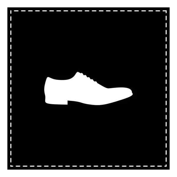 男性の靴に署名します。白の背景に黒のパッチ。分離されました。. — ストックベクタ