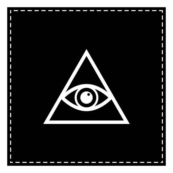 All seeing eye pyramid symbol. Freemason and spiritual. Black pa