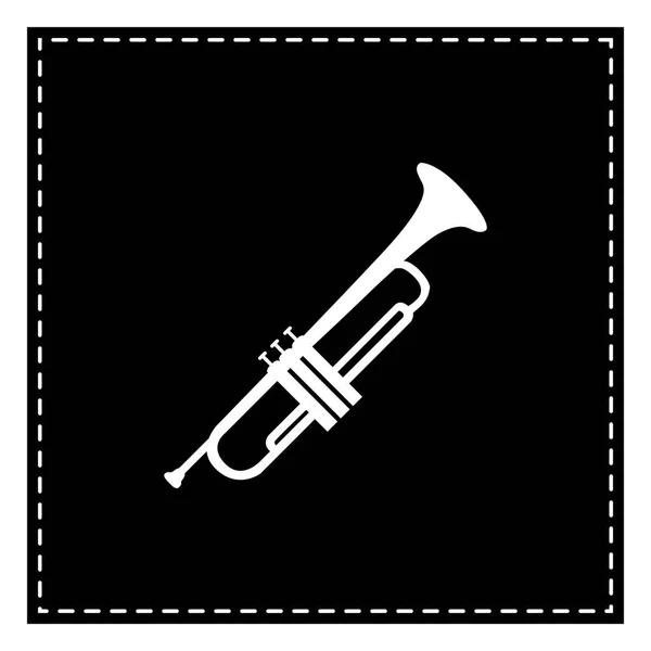 Strumento musicale Segno di tromba. Toppa nera su sfondo bianco — Vettoriale Stock