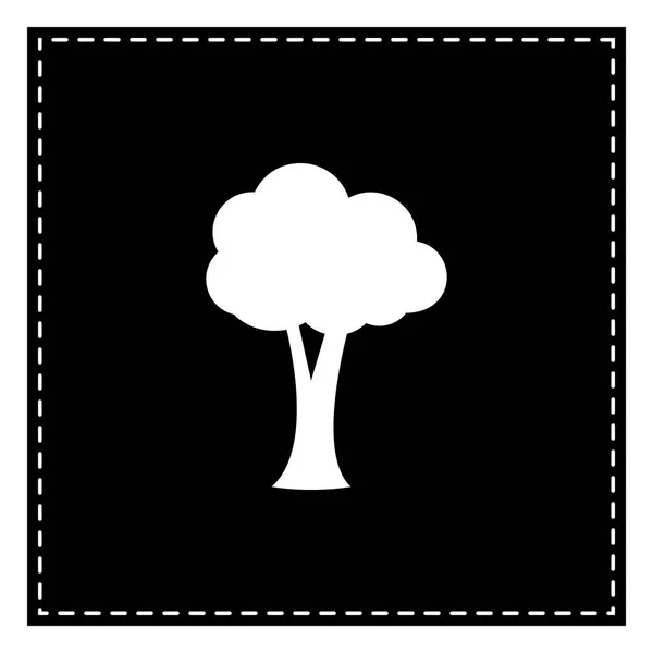 Дерево знак иллюстрации. Черный пластырь на белом фоне. Изолировать — стоковый вектор