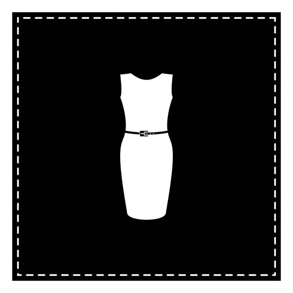 Платье знак иллюстрации. Черный пластырь на белом фоне. Изолат — стоковый вектор