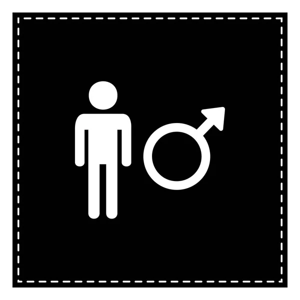 Signo masculino ilustración. Parche negro sobre fondo blanco. Aislar — Vector de stock