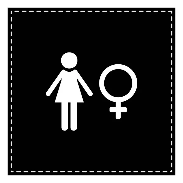 Ilustración de signos femeninos. Parche negro sobre fondo blanco. Isola — Vector de stock