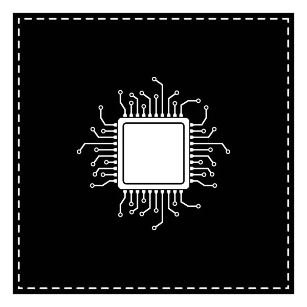 CPU Microprocessor illustration. Black patch on white background — Stock Vector