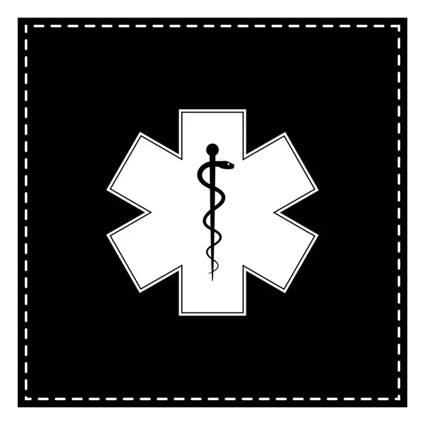 Medical symbol of the Emergency or Star of Life. Black patch on — Stock Vector