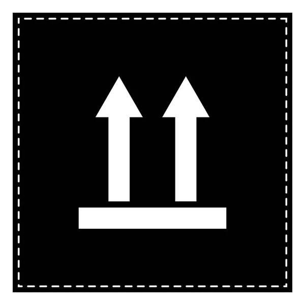 Signo logístico de flechas. Parche negro sobre fondo blanco. Aislamiento — Archivo Imágenes Vectoriales