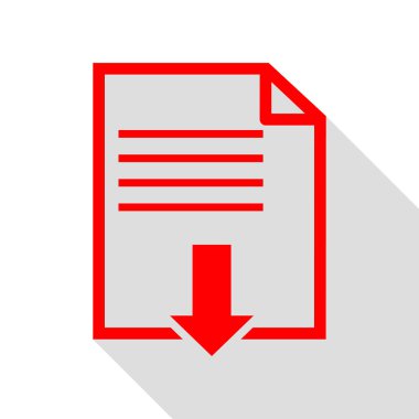 Download işareti dosya. Düz stil gölge yolu ile kırmızı simge.