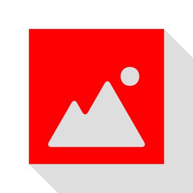 Görüntü illüstrasyon işareti. Düz stil gölge yolu ile kırmızı simge.