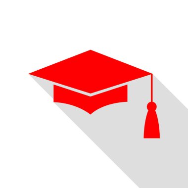 Harç kurulu veya Mezuniyet Cap, eğitim sembolü. Kırmızı simgeyle 
