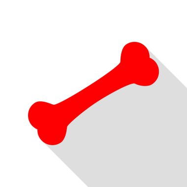 Kemik işareti illüstrasyon. Düz stil gölge yolu ile kırmızı simge.