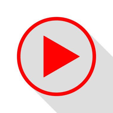 İşareti illüstrasyon oynamak. Düz stil gölge yolu ile kırmızı simge.