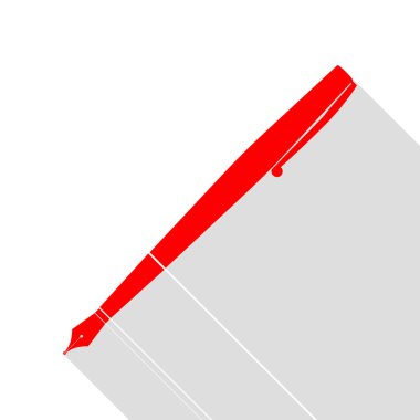 Kalem işareti illüstrasyon. Düz stil gölge yolu ile kırmızı simge.