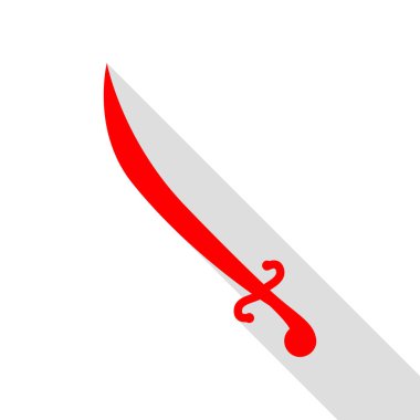 Kılıç işareti illüstrasyon. Düz stil gölge yolu ile kırmızı simge.
