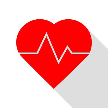 Kalp atışı işaret illüstrasyon. Düz stil gölge pat ile kırmızı simge