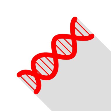 Dna işareti. Düz stil gölge yolu ile kırmızı simge.