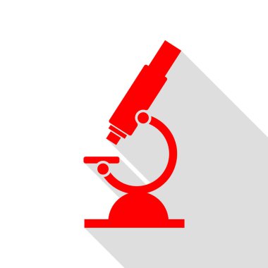 Kimya laboratuvar mikroskop işareti. Düz arpacık ile kırmızı simge