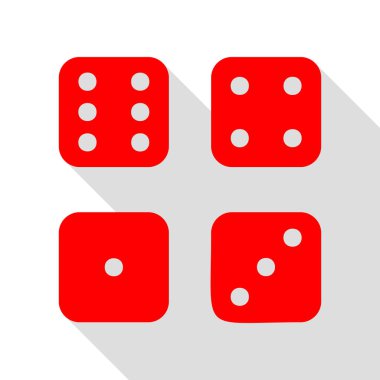 Şeytanlar kemikler, dişler imzala. Düz stil gölge yolu ile kırmızı simge